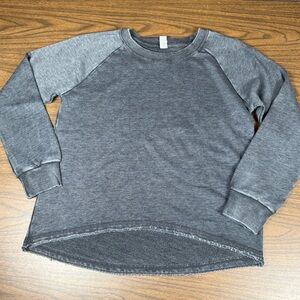 Womens Alternative Apparel Black Acid Wash crew neck distress hem organic cotton